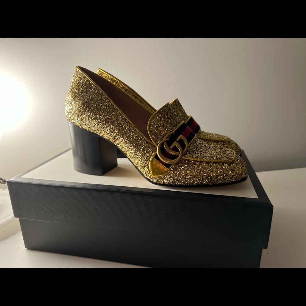 New Gucci glitter web Peyton loafer 7.5 / 38EU